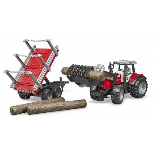 טרקטור Massey Ferguson 7480 + כף קדמית ועגלת עצים