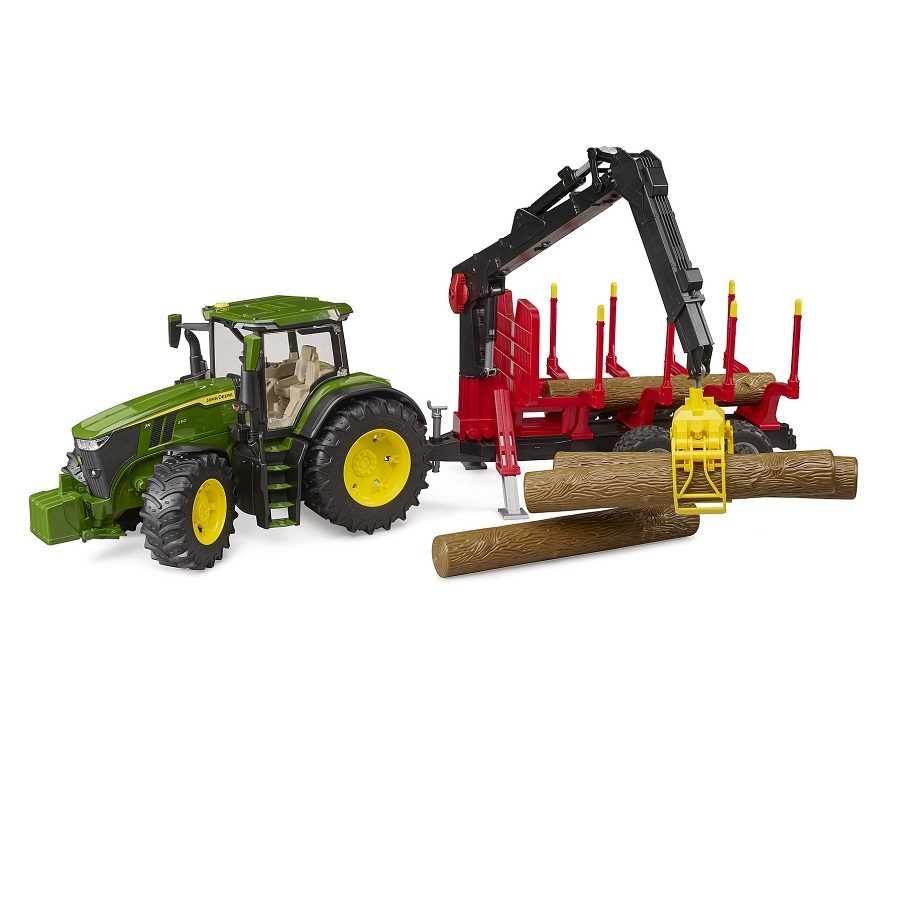 טרקטור ג'ון דיר + עגלת עצים ו4 בולי עץ John Deere 7R 350