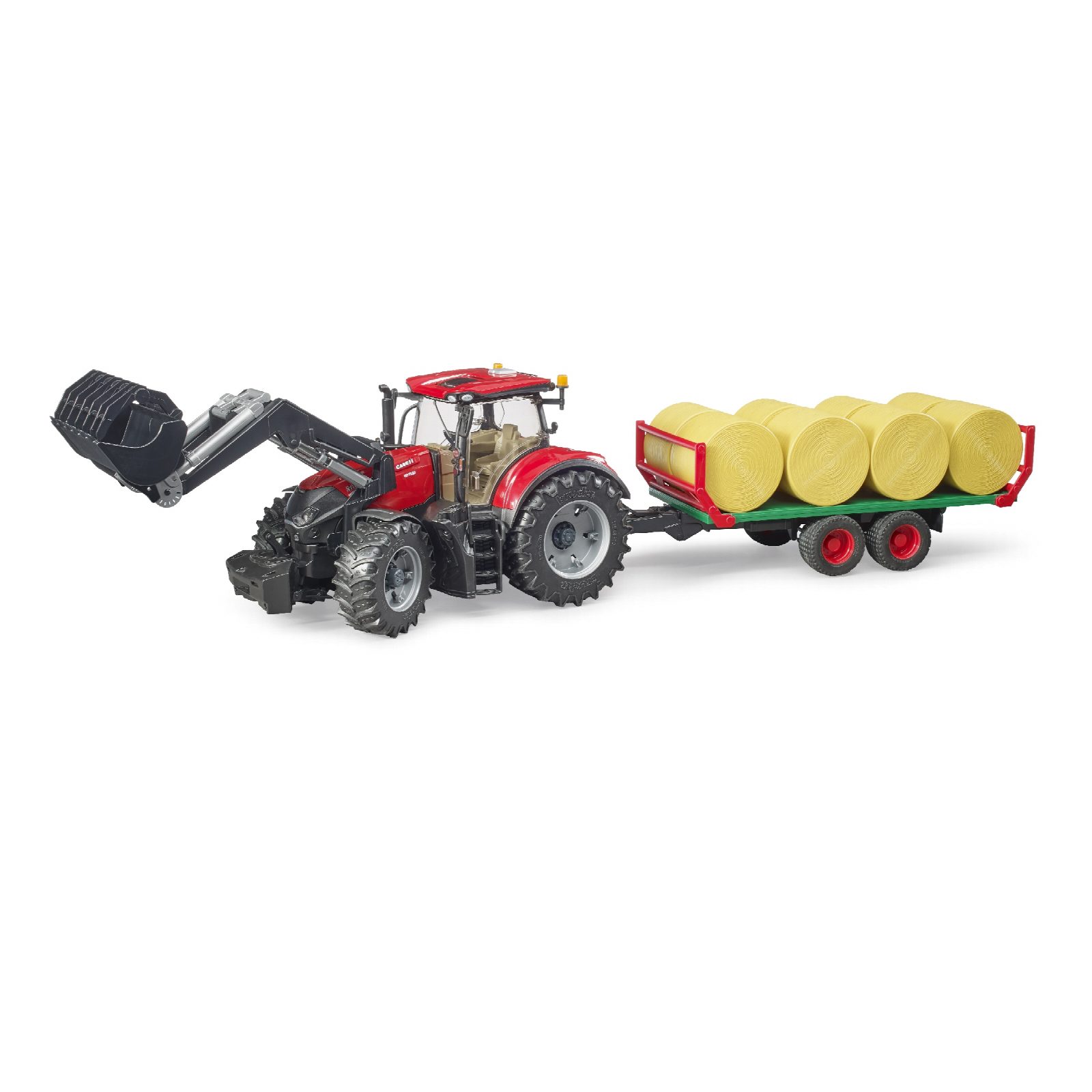 טרקטור Case IH Optum 300 עם כף + עגלה עם בלות