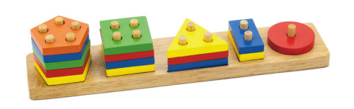 לוח השחלה ומיון 5 צורות גיאומטריות מעץ (ויגה)